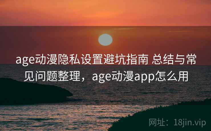 age动漫隐私设置避坑指南 总结与常见问题整理，age动漫app怎么用