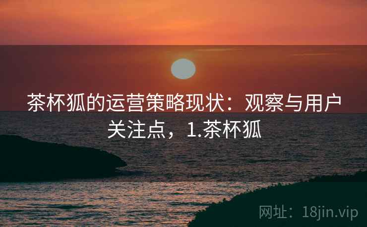 茶杯狐的运营策略现状：观察与用户关注点，1.茶杯狐